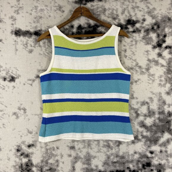 St John‎ Sports Knits Womens Tank Top/Cardigan Set Size S/M Striped Button Up - Picture 2 of 16